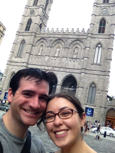 Amy & Stephen in front of Cathedral in Montreal